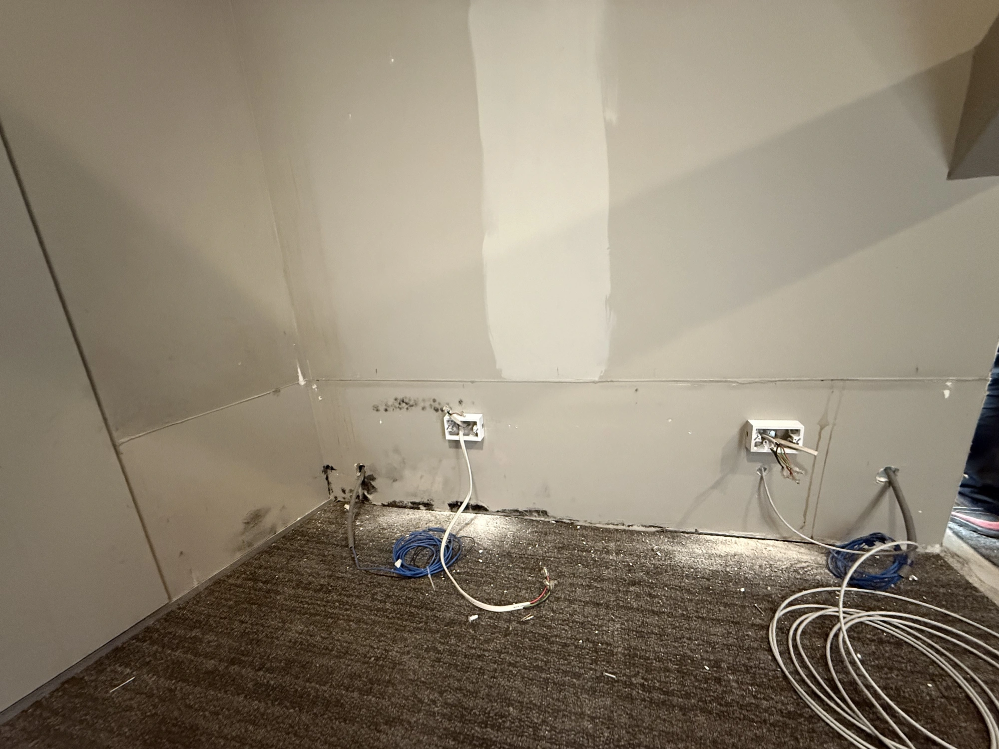 Before stage wall area prior to finishing and repainting